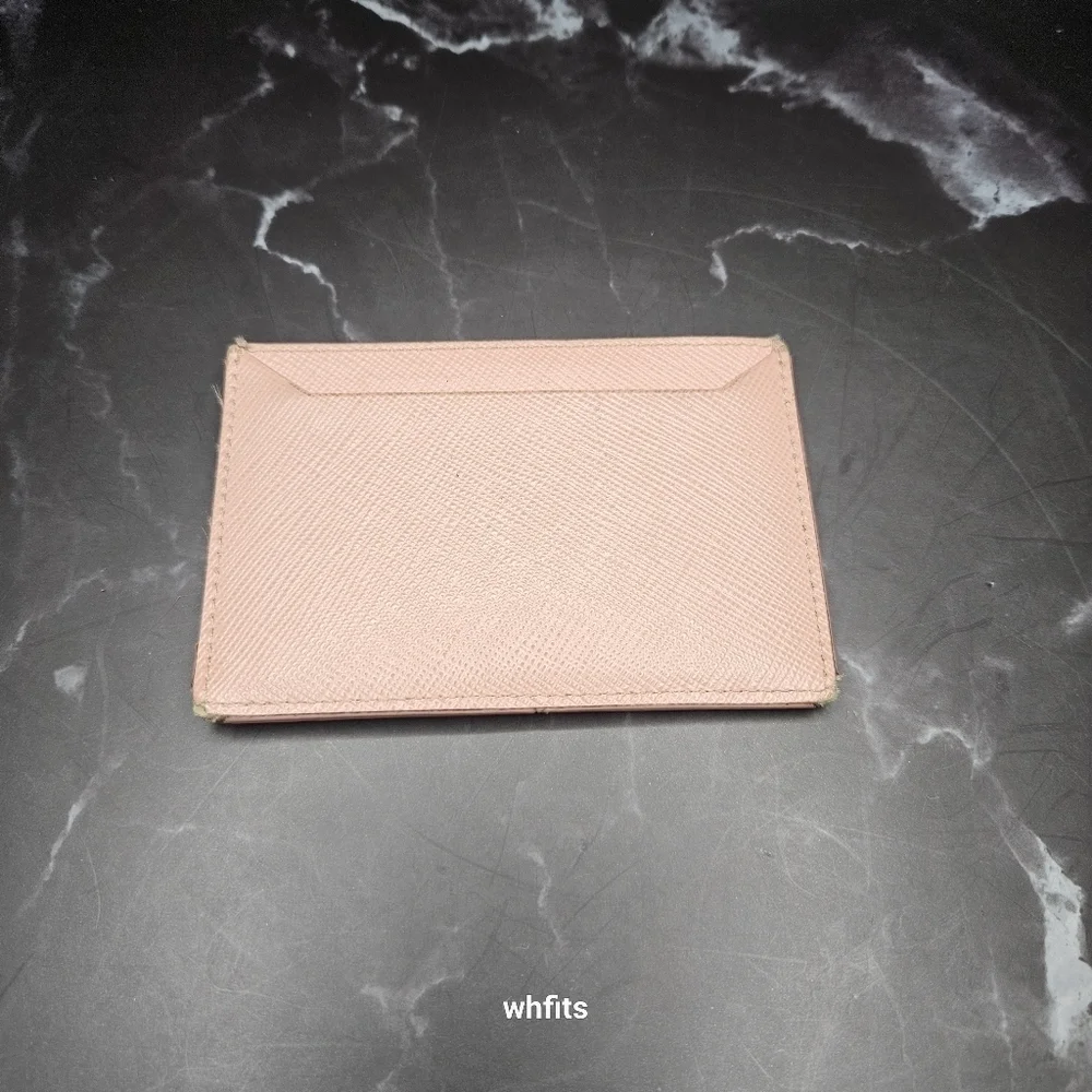 Prada Saffiano Metal Pink Card Holder Leather